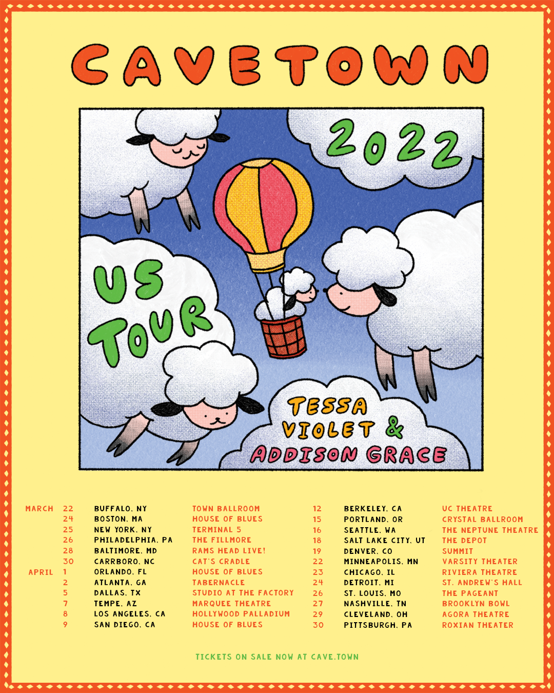 CAVETOWN ANNOUNCES 2022 U.S. HEADLINE TOUR FEATURING SUPPORT FROM TESSA