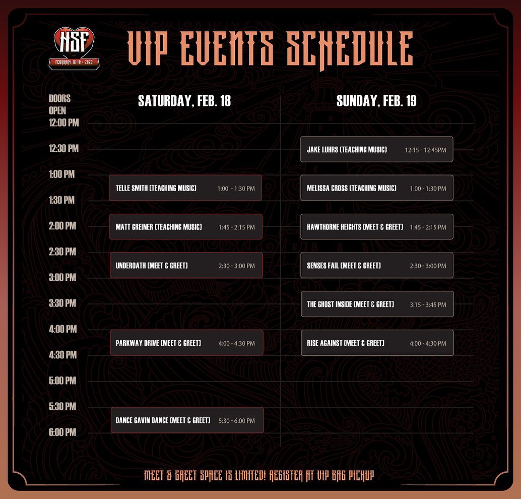 HEARTSUPPORT FEST MAP AND VIP MEET AND GREET SCHEDULE The Photo Pit